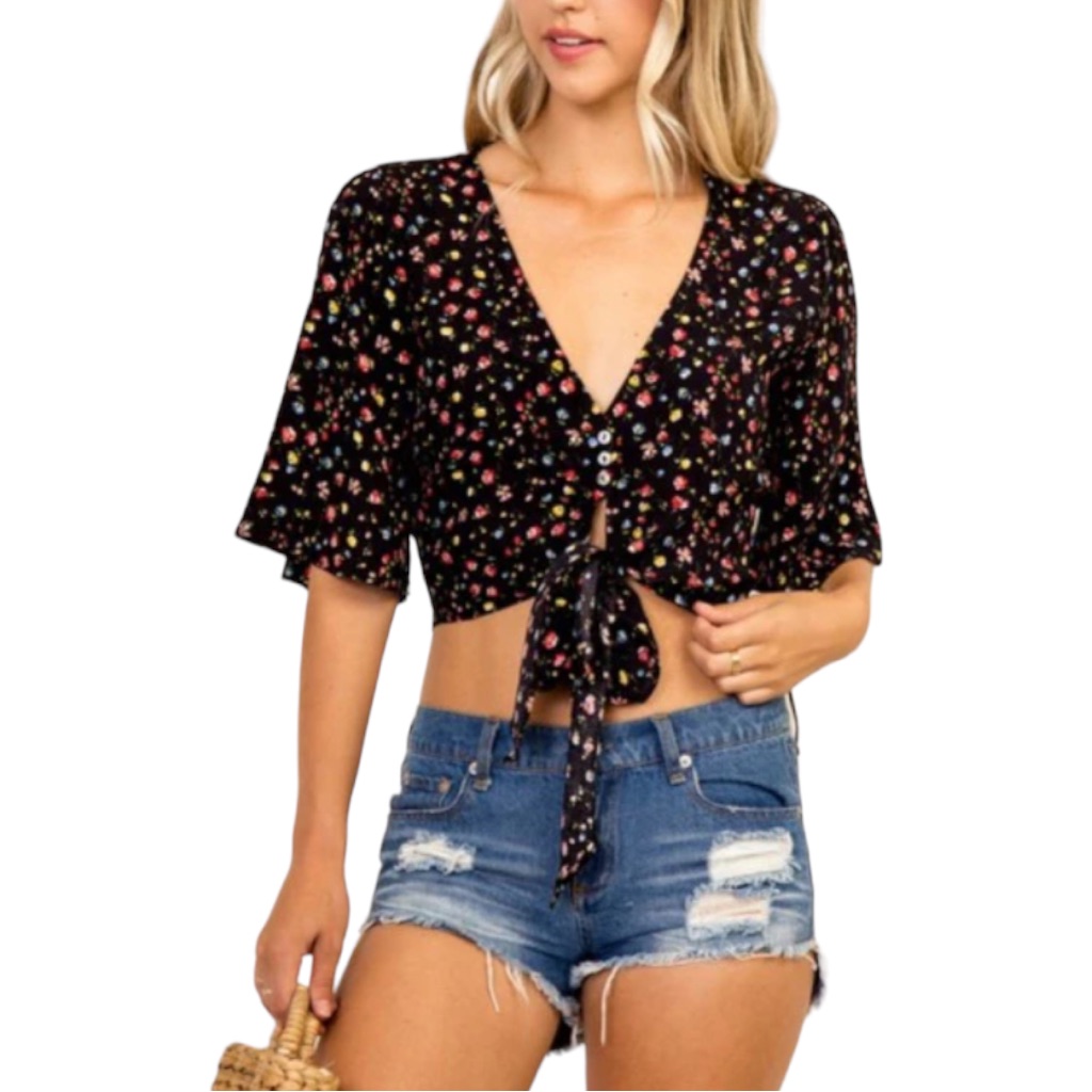 Haut Olivaceous Une épaule Noir Volanté Georgette - Taille S - Neuf Avec étiquettes